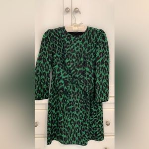 Marc Jacobs Green Leopard Print party dress.